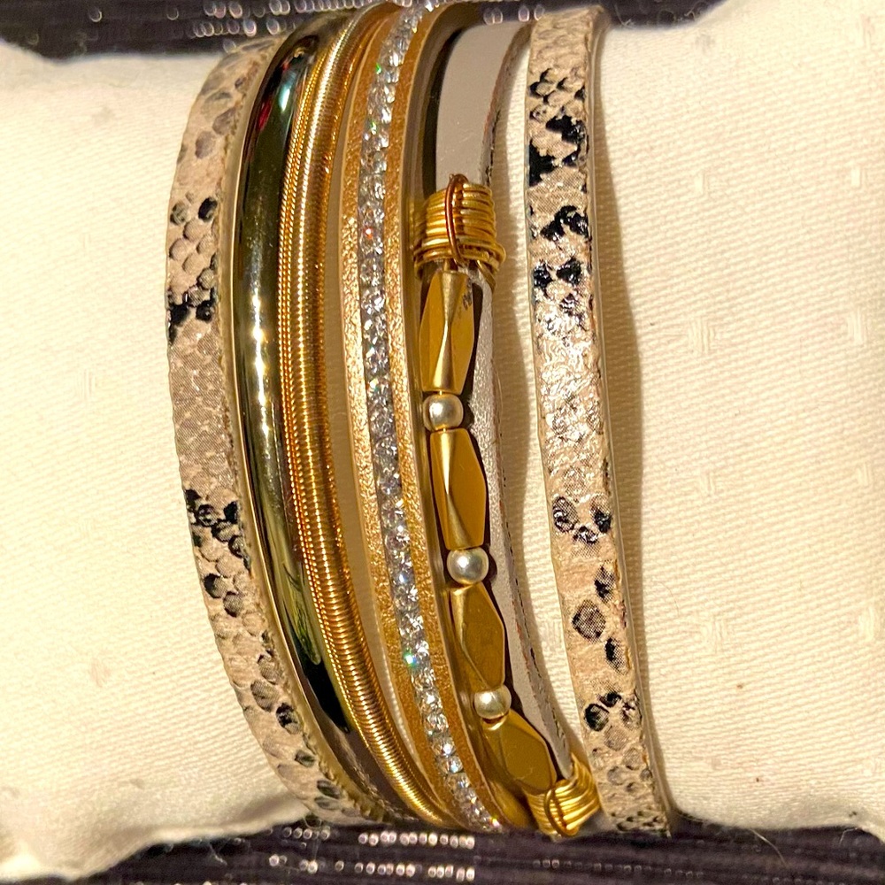 Leopard Print Mult Strap Bracelet, One Size